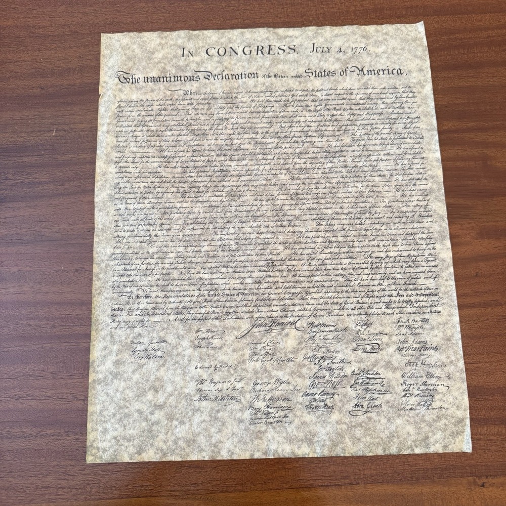 Declaration of Independence Parchment Print 12x15 Vintage Style Display